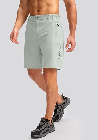 Pudolla الرجال المشي لمسافات طويلة السراويل البضائع 7 '' شورت السفر للرجال الصيف السراويل العمل الرياضية عارضة مع جيوب سستة in Kuwait