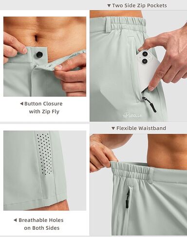 Pudolla الرجال المشي لمسافات طويلة السراويل البضائع 7 '' شورت السفر للرجال الصيف السراويل العمل الرياضية عارضة مع جيوب سستة in Kuwait