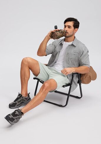 Pudolla الرجال المشي لمسافات طويلة السراويل البضائع 7 '' شورت السفر للرجال الصيف السراويل العمل الرياضية عارضة مع جيوب سستة in Kuwait