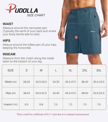 Pudolla الرجال المشي لمسافات طويلة السراويل البضائع 7 '' شورت السفر للرجال الصيف السراويل العمل الرياضية عارضة مع جيوب سستة in Kuwait