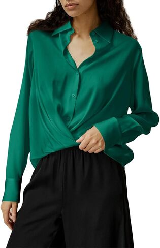 Cicy Bell Womens Work Blouses Twist Front Button Down Long Sleeve Shirts Loose Fit Casual Dressy Tops in Saudi Arabia