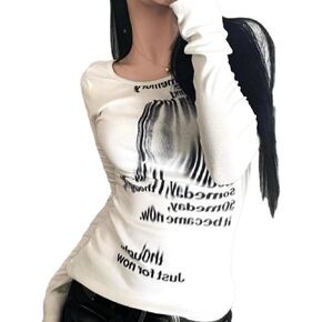 Y2k Tops Off The Shoulder Long Sleeve Top Emo Clothes Grunge Clothes Trashy Y2k Emo Tops Y2k Grunge