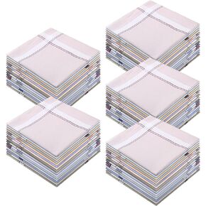 Peryiter 50 Pieces Cotton Plaid Handkerchief for Men Gents Hankies Classic Pocket Squares Father's Day Gift Set for Father Husband Boyfriend Church Members