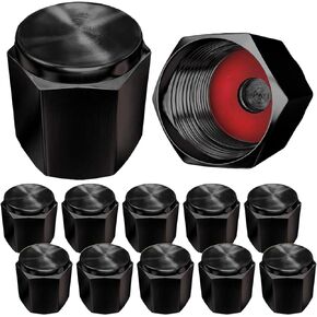 Aluminum Tire Valve Stem Caps, Metal with Rubber Ring, Dust Proof Cover Universal fit for Cars, SUVs, Bike and Bicycle, Trucks, Motorcycles Metal (12 Pack Black E Valve Caps)