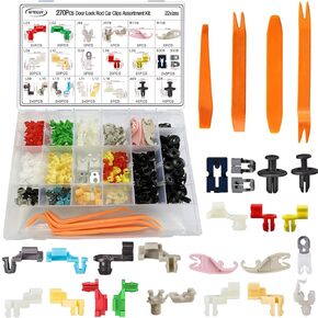 274Pcs Door Lock Rod Car Clips Assortment Kit,Door Lock Pawl Lever Retainer,Door Lock Rod Latch Clips,Hood Latch Locking Push Clip Kit, for GM Ford Chrysler Toyota Mazda Buick Chevy Cadillac Trucks