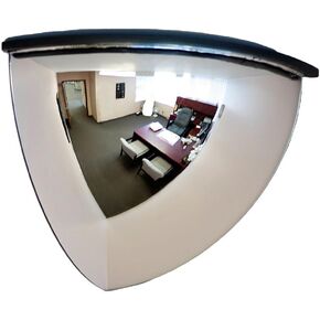 18" Acrylic Quarter Dome Mirror with Plastic Back, Round Indoor Security Mirror for Driveway Safety Spots, Outdoor Warehouse Side View, Circular Wall Mirror for Office Use (DPB1814)