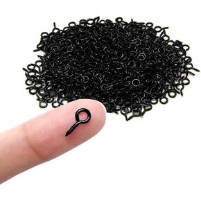 دبابيس برغي العين من ECKJ لصنع المجوهرات، خطافات معدنية صغيرة للعين، 400 قطعة مطلية بالزنك (أسود) ثقوب ذاتية اللصق على شكل حرف O للتعليق على مشاريع الأعمال اليدوية والفنون والنبيذ الفلين خرزة ساحرة 10.5 مم × 4.8 مم in Kuwait