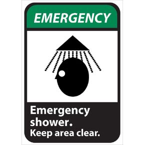 National Marker EGA2P "Emergency Shower Keep Area Clear" with Graphic Emergency Sign, PS Vinyl, 10" x 7"