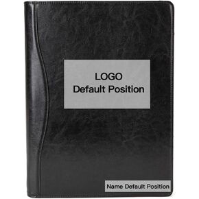 Personalized Vegan Leather Portfolio Binder 3 Ring, Padfolio Organizer (No Zipper), Resume Folder, A4/8.5x11" Notepad Holder, Business Card Slot Folio for Women and Men, Black