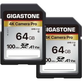 بطاقة ذاكرة جيجاستون سعة 256 جيجابايت مكونة من قطعتين، كاميرا 4K Pro MAX، بطاقة ذاكرة A2 4K SDXC عالية السرعة 4K Ultra HD UHD فيديو متوافق مع كاميرا Canon Nikon Sony Pentax Kodak Olympus Panasonic الرقمية