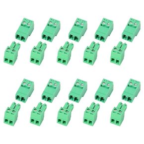 JHCBKFF 2 Set 10 Pin 3.81mm Pitch PCB Mount Screw Terminal Block Connector with 10Pin Plug,Pluggable Male and Female Connector for 28-16AWG