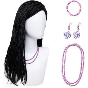 شعر مستعار مضفر أسود لشعر مستعار تأثيري الفتيات النساء فيلم تأثيري الاصطناعية شعر مستعار مضفر اليد للفتيات تأثيري حلي حفلة الهالوين شعر مستعار in Kuwait