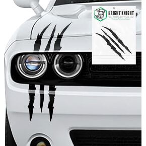 Reflective Headlight Claw Decals, 6 Pcs Black Claw Mark Sticker with 3M Retro-Reflective Vinyl, Self-Adhesive Acrylic Waterproof Monster Claw Scratch Decal for Cars, SUVs, and Trucks