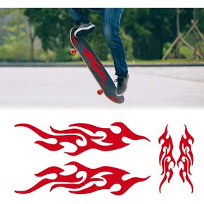 TOMALL 4 Pcs 12cm+29cm Flame Reflective Sticker for Car Flame Racing Sports Stripe Decal for Golf Cart Vinyl Waterproof Decal DIY for Car Body Side Truck SUV Off-Road Vehicles Skateboard