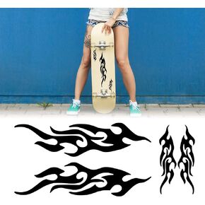 TOMALL 4 Pcs 12cm+29cm Flame Reflective Sticker for Car Flame Racing Sports Stripe Decal for Golf Cart Vinyl Waterproof Decal DIY for Car Body Side Truck SUV Off-Road Vehicles Skateboard