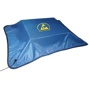 ESD Safe Workstation Covers - Silk Screened ESD Symbol, Bound Edges and a 4 mm Grounding Snap, Blue - 48" x 36"
