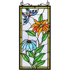 Kleeglee Stained Glass Window Hangings, Large Handmade Suncatcher Stained Glass Window Panels for Window Decor…