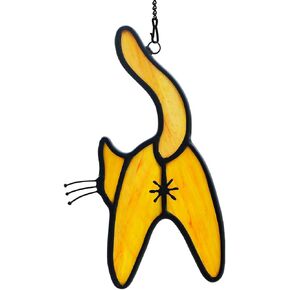 Black Cat Decor Stained Glass Window Hanging,Cute Cat Stained Glass Suncatcher for Window,Funny Cat Gifts for Cat Lovers Women,Cat Decor for Window Livingroom Bedroom Kitchen in Kuwait