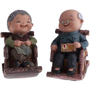 Taotenish Elderly Couple Figurines Wedding Anniversary Figurine Couple Resin Sculpture for Christmas Wedding Living Room Bedroom Decoration - Rocking Chair