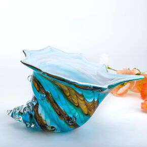 تماثيل محارة زجاجية منفوخة يدويًا مقاس 9 بوصات من QFkris، زينة مجموعة حيوانات البحر، منحوتة صدف زجاجية فنية للقطعة المركزية للمنزل in Kuwait