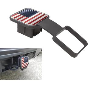 dawfall Pack-1 American Flag Trailer Hitch Cover, 2" Trailer Hitch Cover Tube Plug Insert, Car Square Mouth Receiver Dustproof Rubber Plug, Car Trailer Tube Cover Plug, for Car Truck SUV (Red)