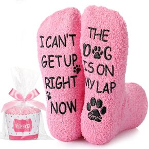 Zoooyawn Dog Mom Gifts for Women Fuzzy Funny Dog Socks Warm Boot Dog Paw Socks for Women Wife Stocking Stuffers