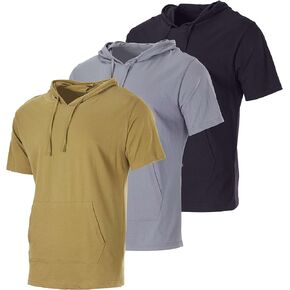 Real Essentials Mens Cotton Jersey Short Sleeve Hoodie