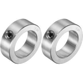 uxcell 2pcs Set Screw Collars 1-3/4" Bore 304 Stainless Steel Shaft Collars, 2-5/8" OD, 7/8" Width Axle Collar Clamp for Linear Rod Shaft Guide