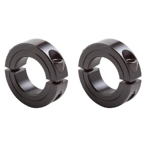 Climax Metals 2C-037 Black Oxide Plated Steel Two-Piece Clamping Collar, 3/8" Bore Size, 7/8" Outside Diameter, 6-32 x 3/8" Set Screw (Pack of 2)