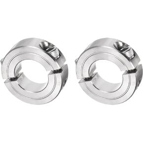uxcell 2pcs Double Split Clamp-On Shaft Collar 7/8" Bore Two-Piece Clamping Collar, 1-5/8" OD, 1/2" Width, 304 Stainless Steel Axle Collar Clamp, Set Screw Style