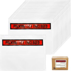 Nicunom 500 Pcs Packing List Envelopes, 7.5" x 5.5" Clear Adhesive Invoice Packing Slip Envelope Pouches Shipping Label Sleeves Top Loading Packing List Enclosed Bags for Mailing
