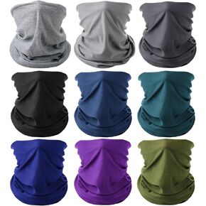 UNCO- Neck Gaiters, 9 Pack, Neck Gaiter, Gators Face Mask, Neck Gator, Head Scarf for Men, Headwraps for Women, Face Cover for Sun Protection, Head Wraps for Men, Bandanas for Women, Bandana