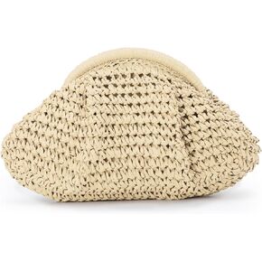 Dumpling Straw Clutch Purse for Women Cloud Purse Crossbody Shoulder Handbag Summer Beach Woven Bag