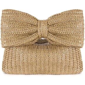 YYW Women Straw Clutch Purse Woven Bowknot Envelope Handbag Wedding Clutch Bag for Vocation Party