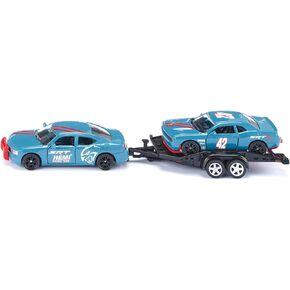 SIKU 2565, Dodge Charger with Dodge Challenger SRT Racing, Sky Blue, Metal/Plastic, 1:55, Functional Doors