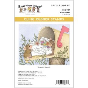 Spellbinders Mouse Mail Rubber Stamp Set, Grey
