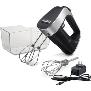 Hamilton Beach Professional Cordless Electric Hand Mixer with Infinite Speed Control, Powerful DC Motor for Effortless Mixing, Quick Recharging, LCD Screen, Whisk, Storage Case, Black (62673)