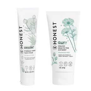 The Honest Company Diaper Rash Cream + All Purpose Balm Bundle | Soothes + Protects | Hypoallergenic + Cruelty Free | 2.5 oz, 3.4 oz