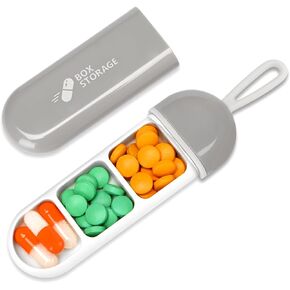 Toplive Portable Travel Pill Organizer, Small Pill Travel Case, Daily Pill Box to Hold Vitamins, Moisture-Proof Pocket Purse Medicine Organizer for Office School Trip Gym, Gray