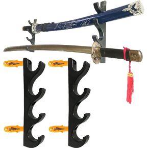 Pmsanzay Four-Layer Wall-Mounted Sword Stand Display Stand, Sword Stand, Sword Holder, Sword Stand, Sword Hook, Sword Hanger Bracket Rack - Easy to Install - No Sword - 2 Pack