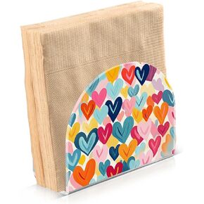 Napkin Holder, Colorful Heart Shape Napkin Holder for Tables Kitchen Restaurant Home Decor Cartoon Decorative Holder for Dinner Paper Napkins