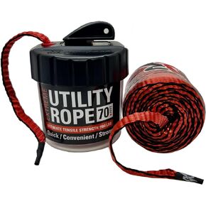 Rapid Rope Canister 120ft Camo Flat Tactical Paracord, Made in USA, 1100lb Tested Heavy Duty Poly Rope Test Cord, Non-Tangle Dispenser Included – Hiking, Camping, Survival, Utility, Climbing