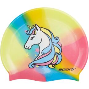 Sporti Silicone Swim Cap for Kids, Unisex Youth Swim Cap, Comfortable Durable Junior's Pool Bathing Cap