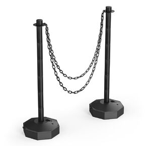 RoadHero 4 Pack Traffic Delineator Post Cones with Fillable Base, Expandable Traffic Safety Barrier with 8 FT Plastic Chain, Traffic Safety Delineator Cones for Parking Lot, Black