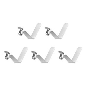HARFINGTON 5pcs Single Button Kayak Paddle Snap Spring Clip 37mm x 6mm 65Mn Spring Steel V-Shaped Hollow Lift Telescopic Locking Tube Pole Clips for Tent Umbrella Camping,Silver Tone