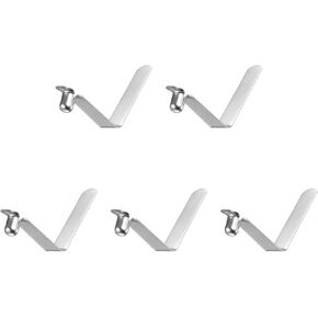 HARFINGTON 5pcs Single Button Kayak Paddle Snap Spring Clip 37mm x 6mm 65Mn Spring Steel V-Shaped Hollow Lift Telescopic Locking Tube Pole Clips for Tent Umbrella Camping,Silver Tone