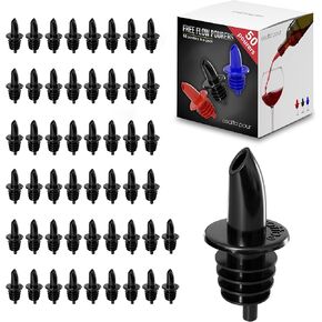 Esatto 50 Pieces Plastic Bottle Pourer or Liquor Spout Pourer - Versatile as a Drink Pourer, Alcohol Pourer Spouts and Syrup Easy Pourer Dispense - Easy Install, Durable, Professional Bar Tool