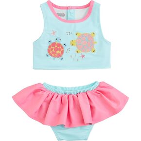 Mud Pie Girls' Standard Turtle Applique 2pc Swimsuit