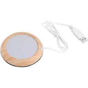 USB Cup Warmer Coaster Coffee Mug Warmer for Desk, Heating Pad Desktop Wood Grain Heat Beverage Mug Mat Tea Coffee Heater Pad for Home & Office(Bright Wooden Grain)