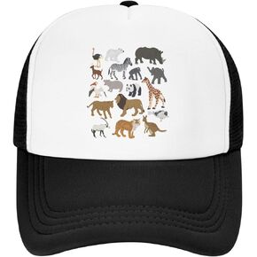 Wisedeal Boys' Africa Animals Trucker Mesh Hat for Kids Age 3-10, Adjustable Snapback Baseball Cap for Toddler